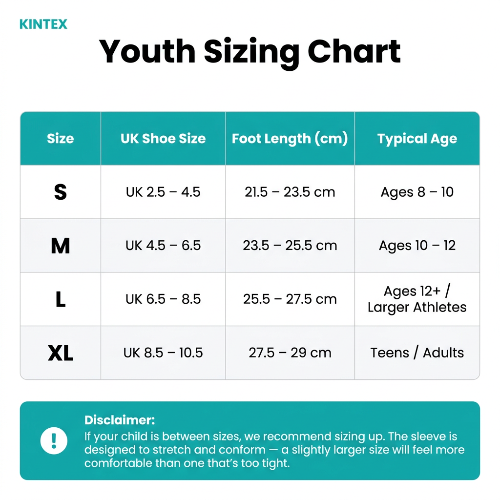 Kintex Youth Heel Support Sleeve - Compression Relief for Active Kids